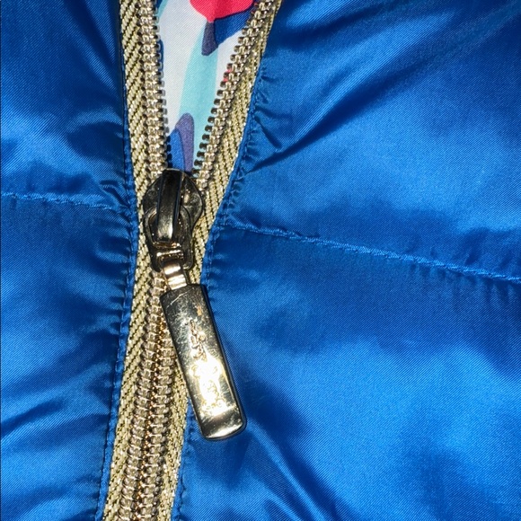 Lilly Pulitzer Blue Puffer Vest with Gold Zipper medium - Picture 3 of 4